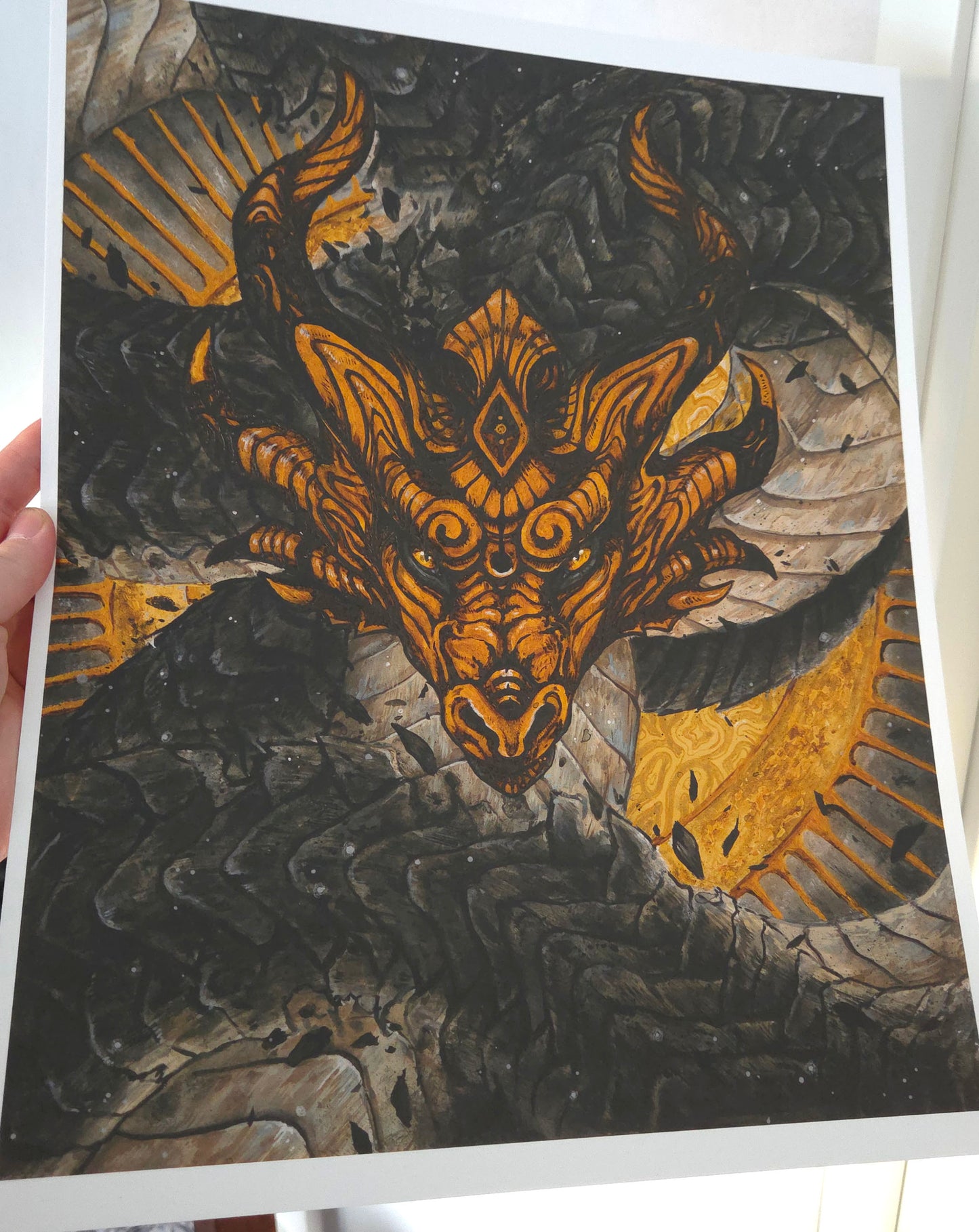 Masked Dragon Gold Foil print