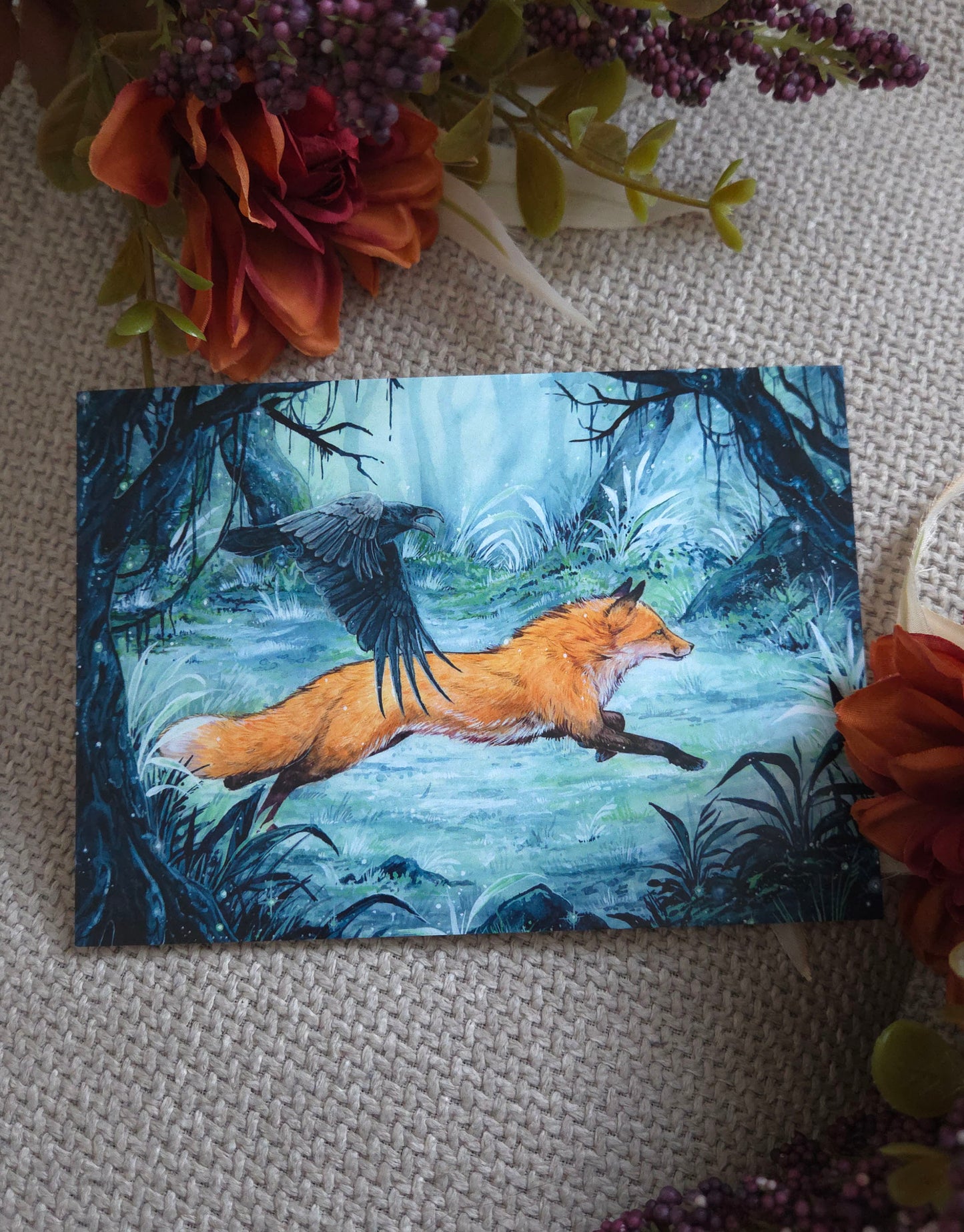 Fox and Raven Postcard