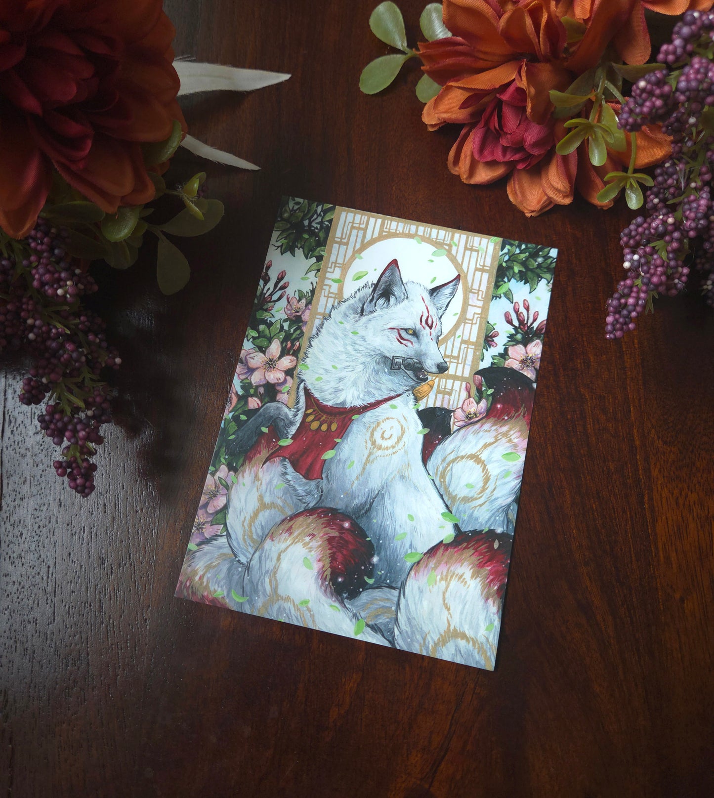 White Kitsune Postcard