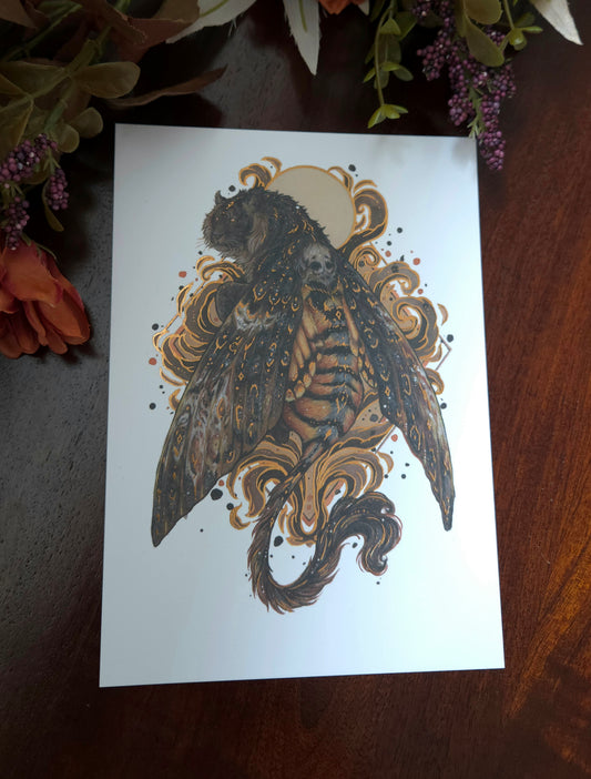 Tiger + Death head's Hawk Moth A5 Gold foil print