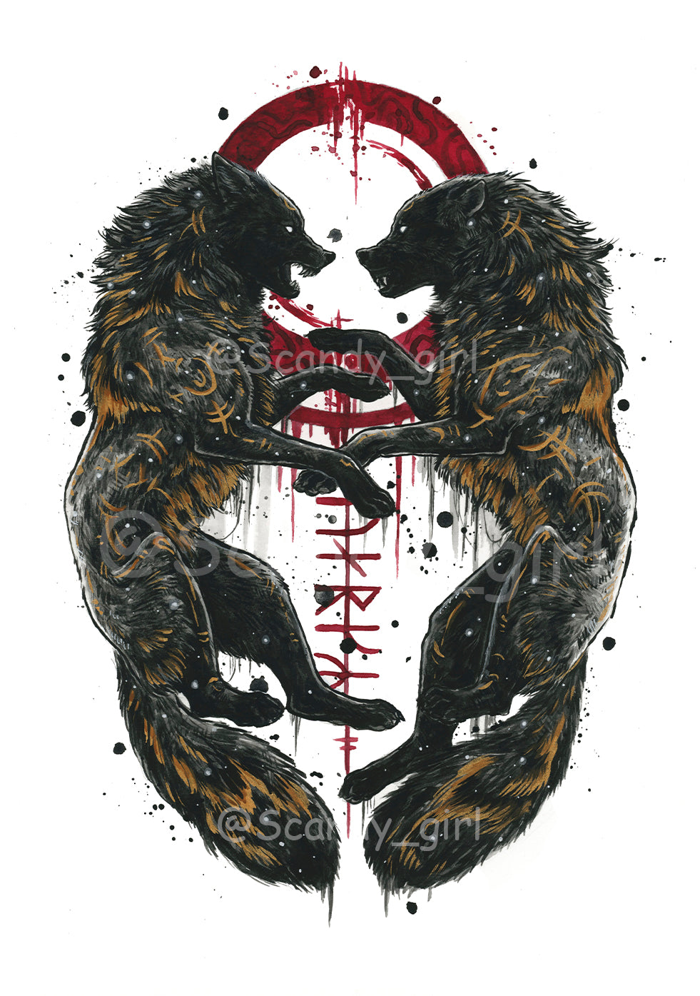 Mythtober Geri and Freki Print