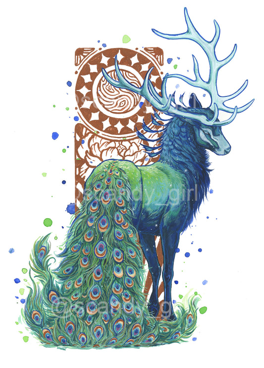 Peacock Deer PRINT