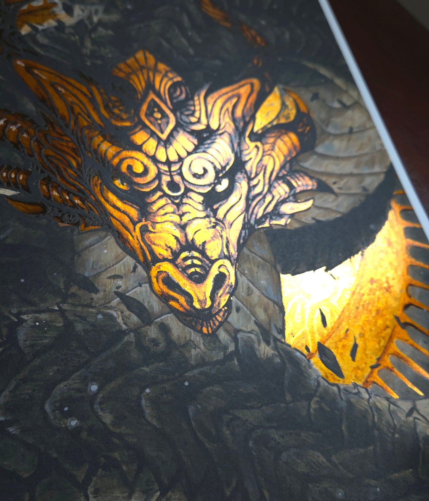 Masked Dragon Gold Foil print