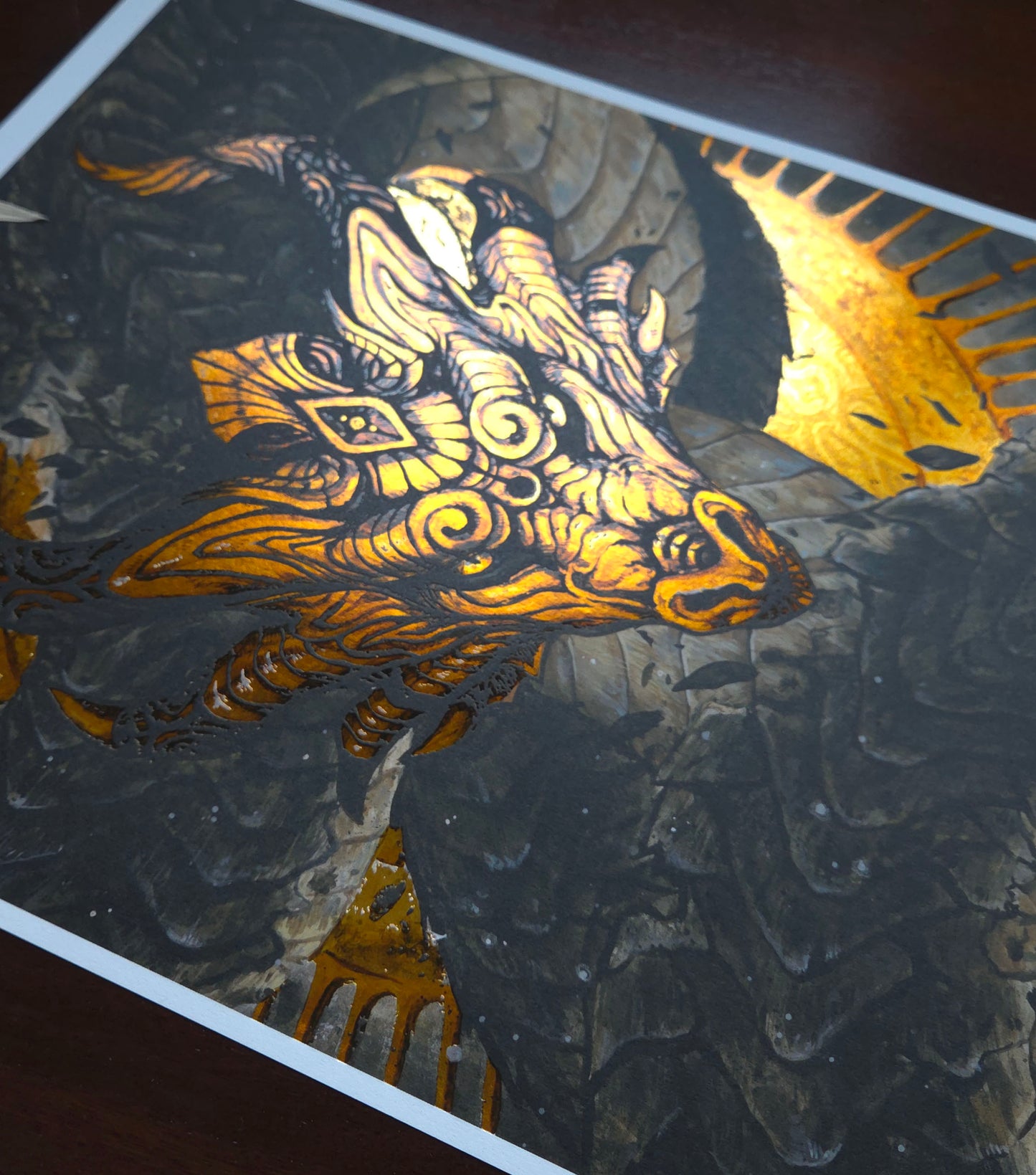 Masked Dragon Gold Foil print