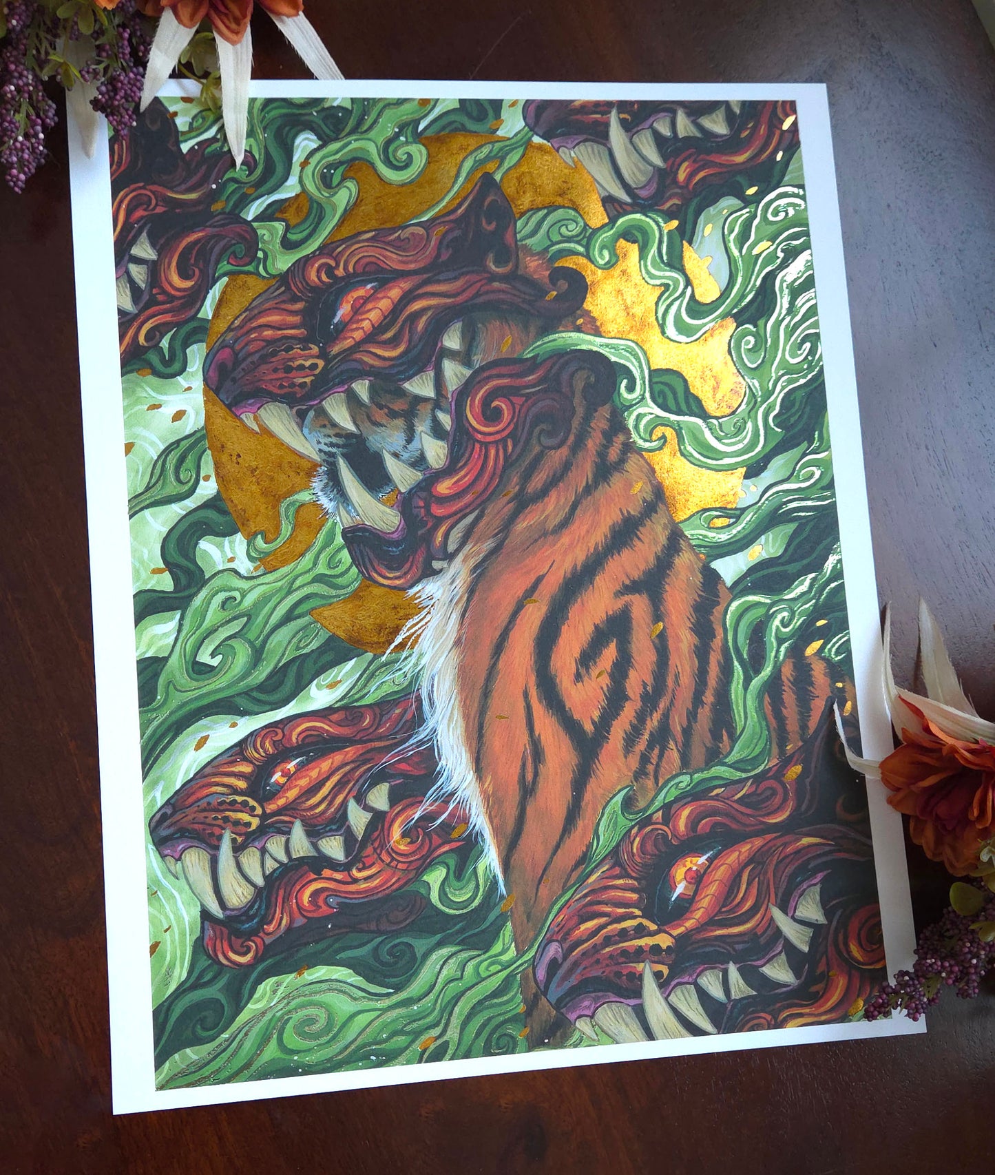 Dance of Masks Gold Foil print