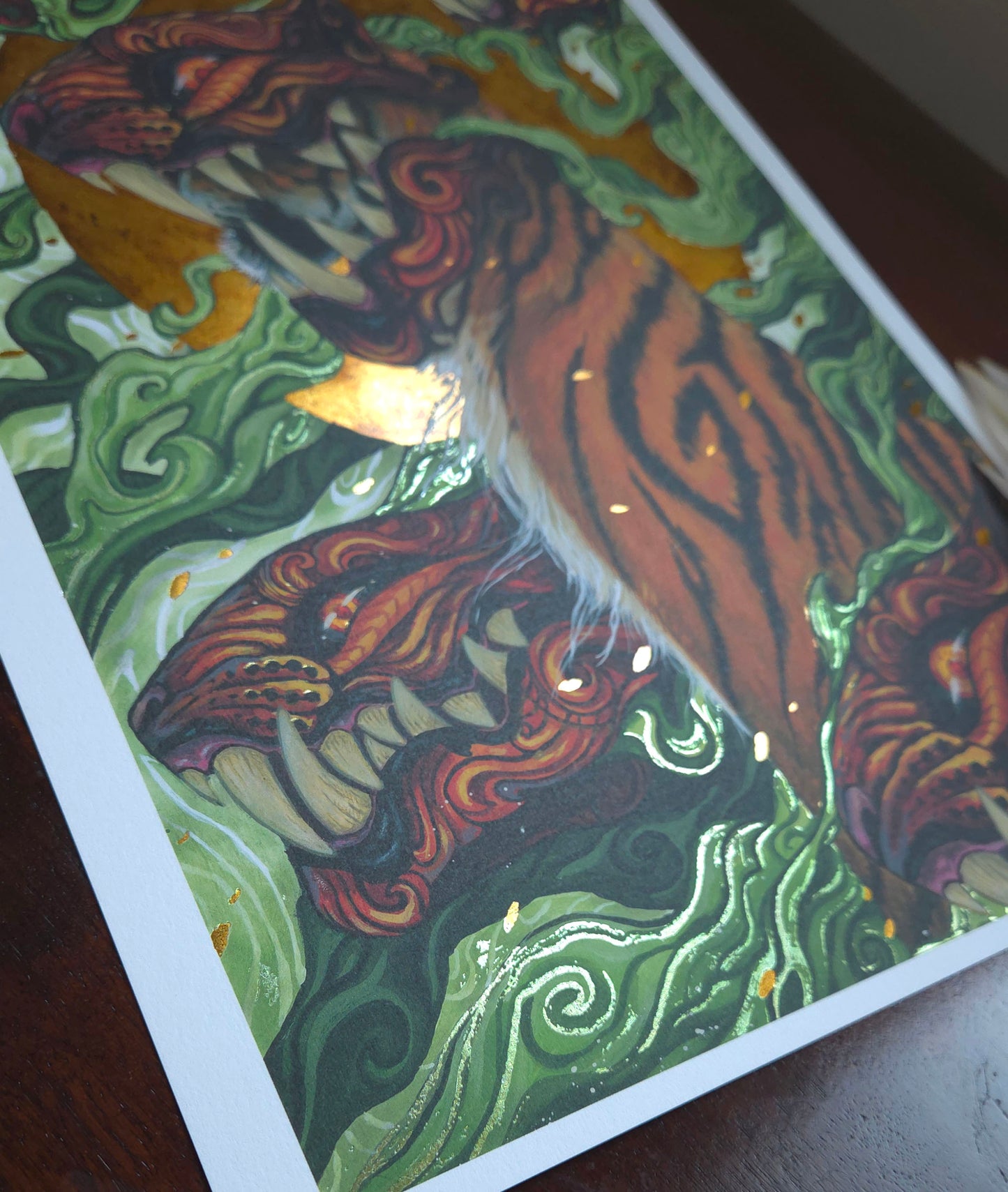 Dance of Masks Gold Foil print
