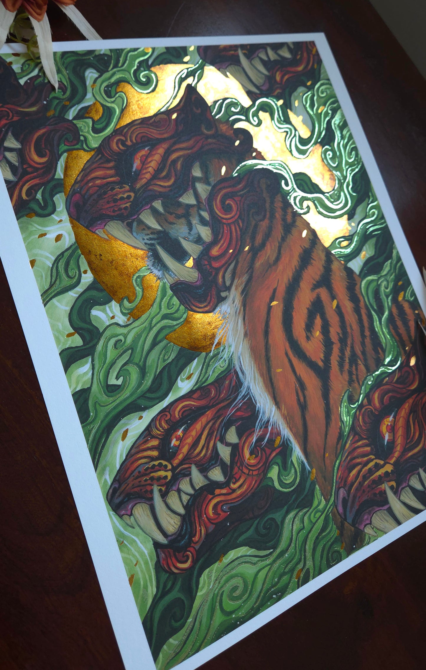 Dance of Masks Gold Foil print