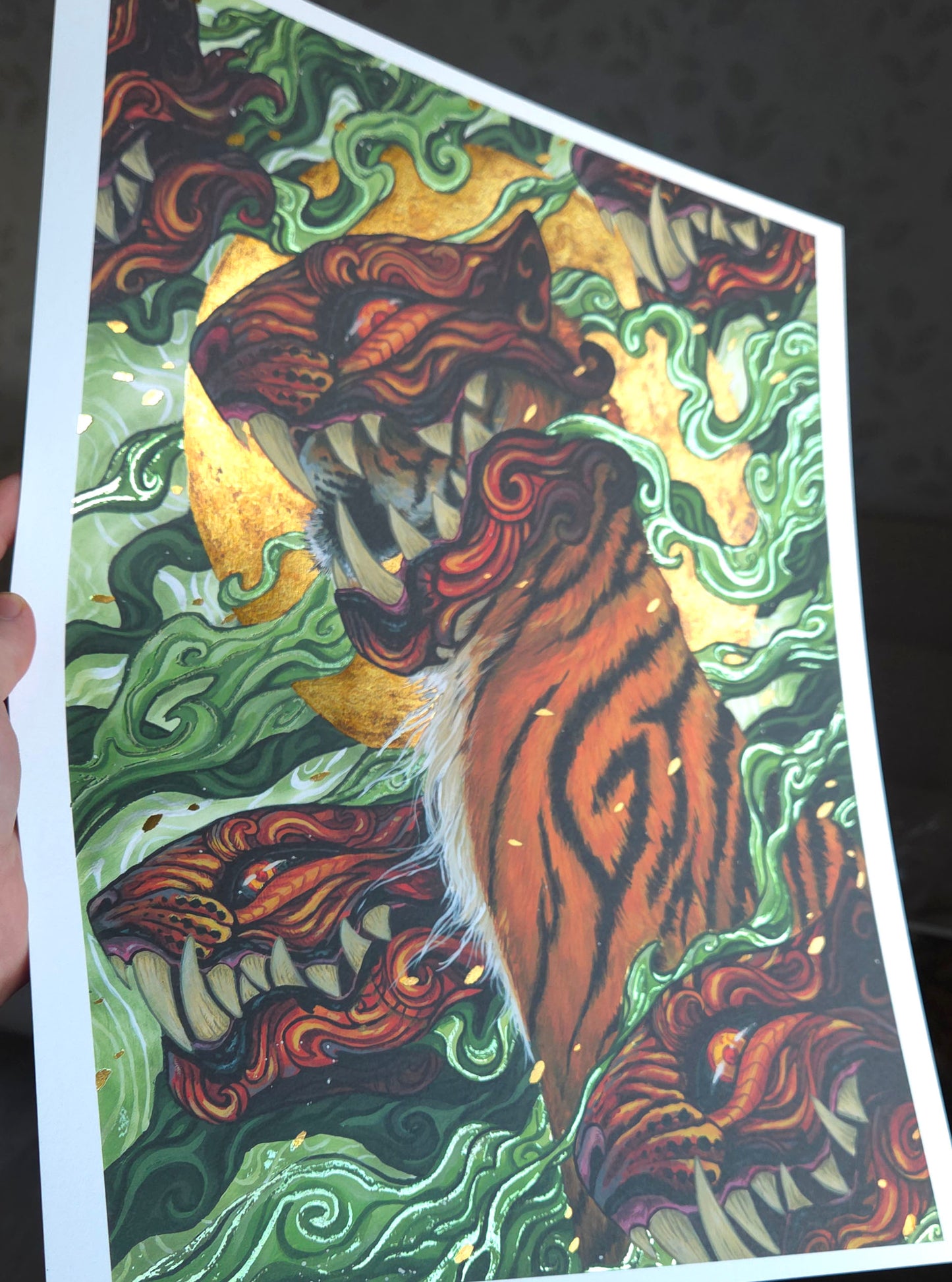 Dance of Masks Gold Foil print