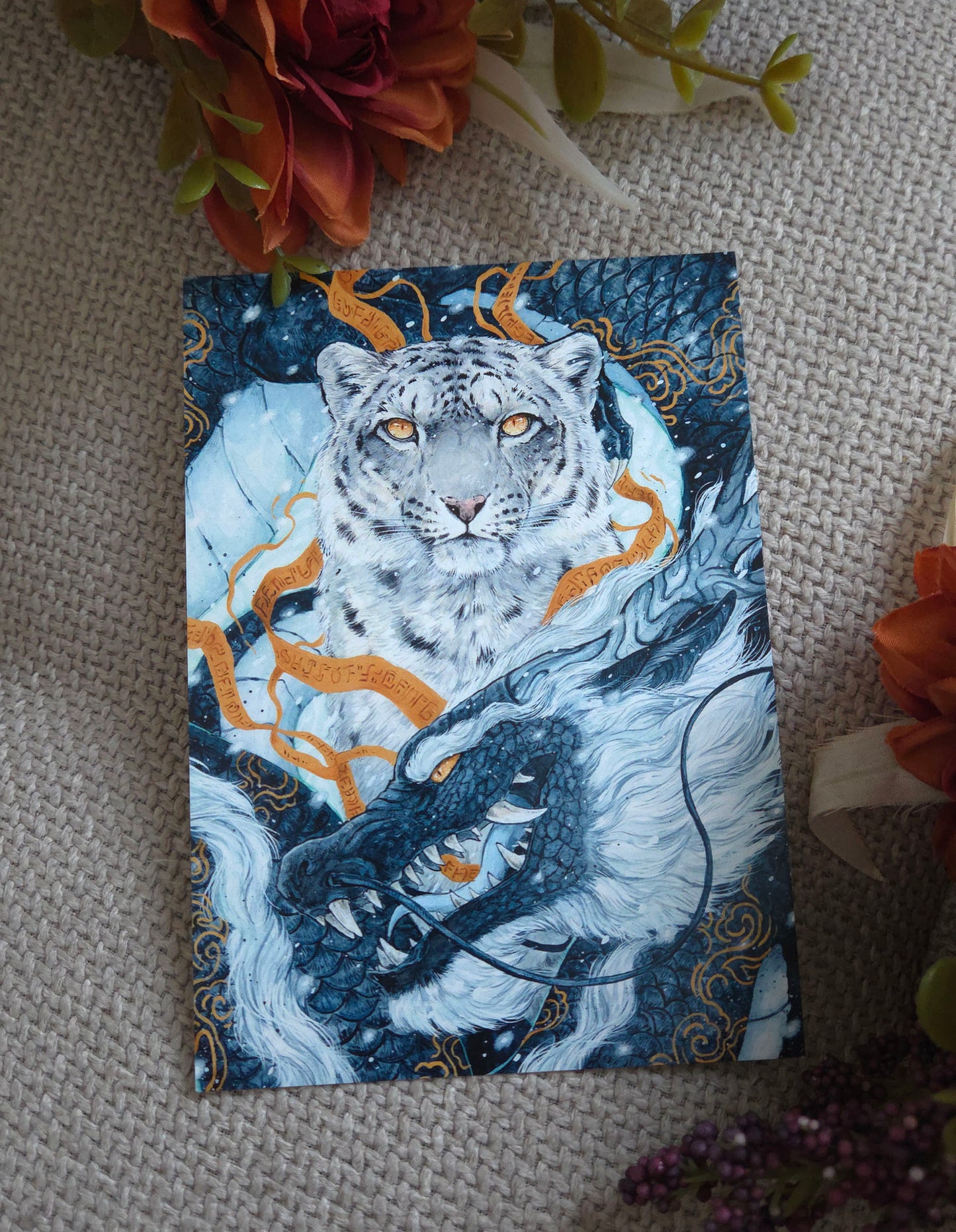 Dragon and Snow Leopard Postcard