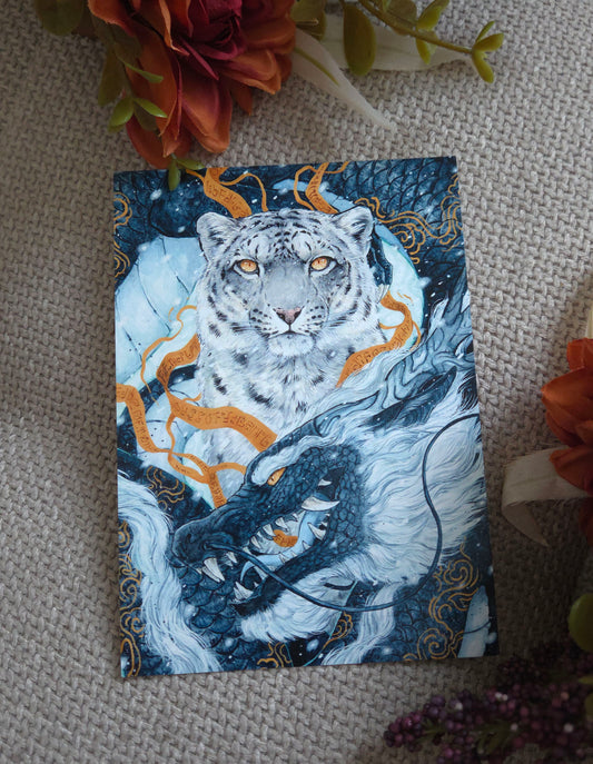 Dragon and Snow Leopard Postcard