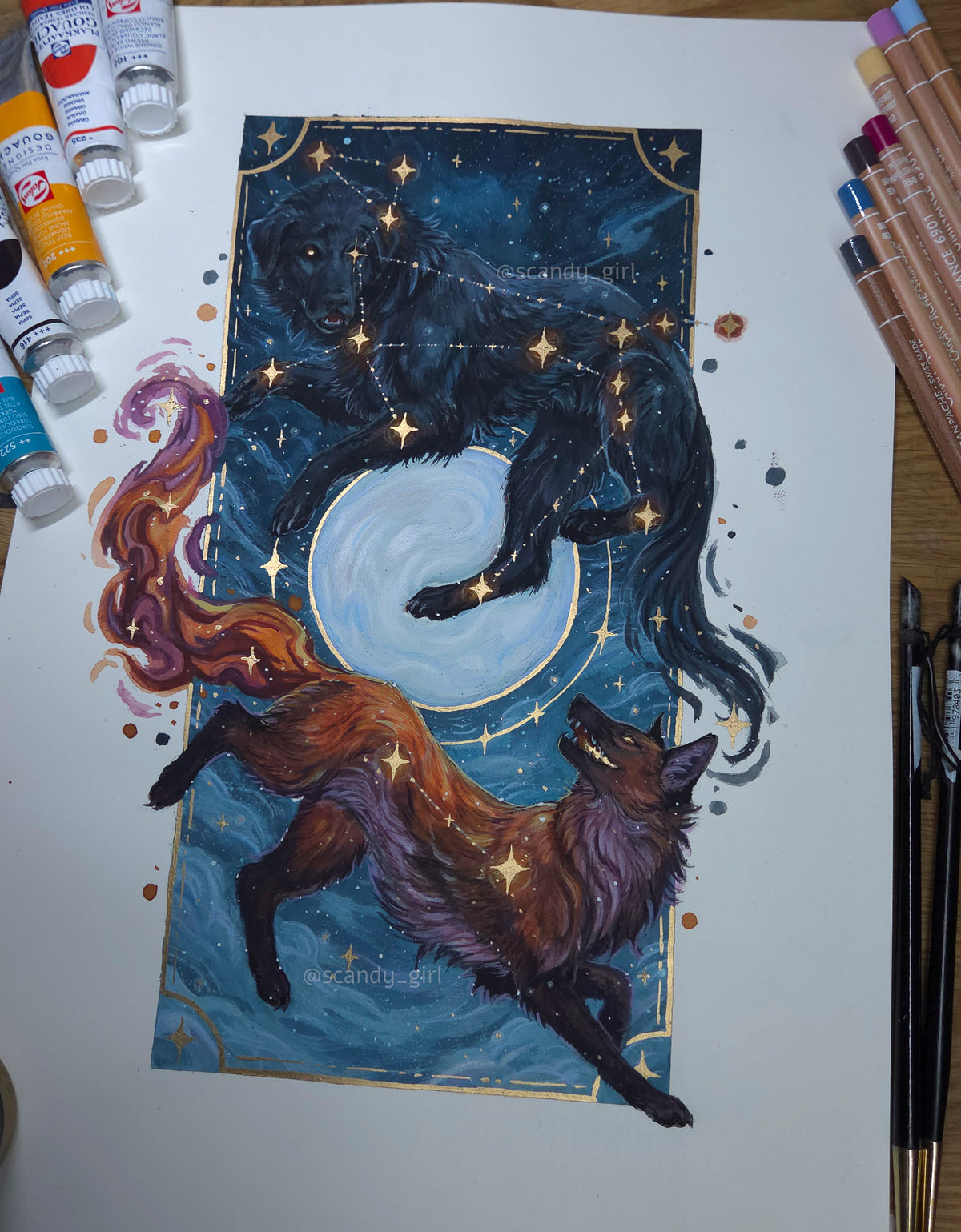 Laelaps and The Teumessian Fox - Original Painting