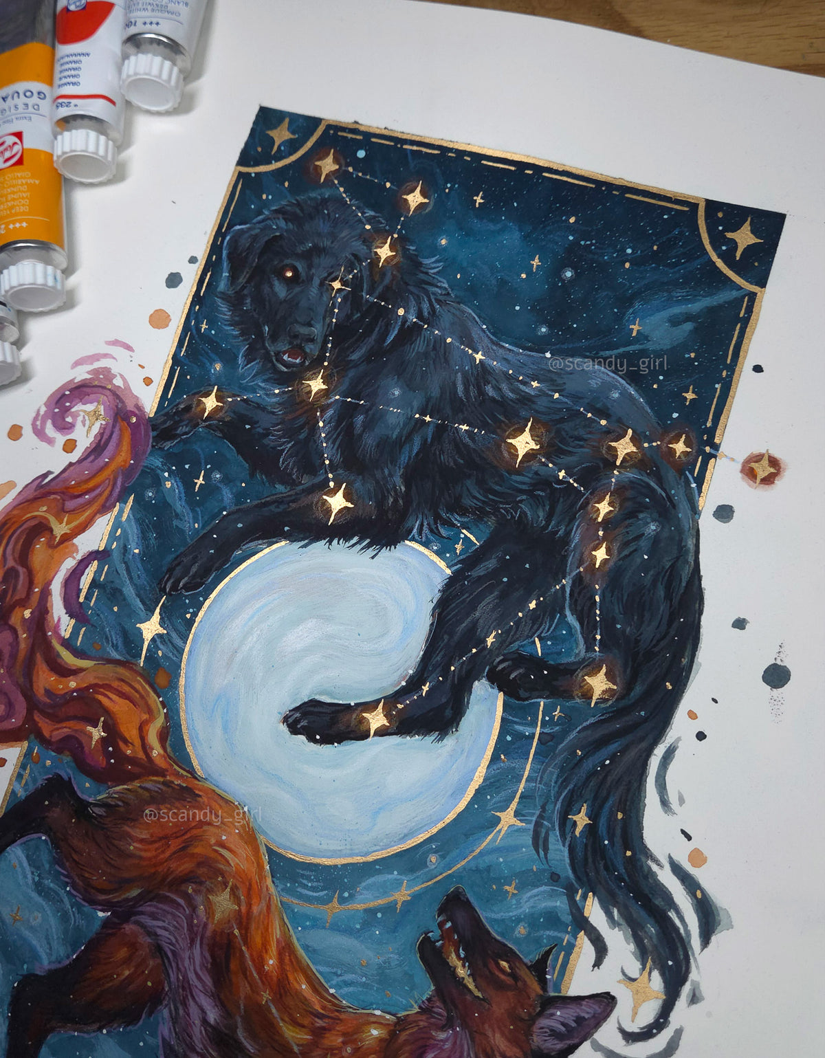Laelaps and The Teumessian Fox - Original Painting