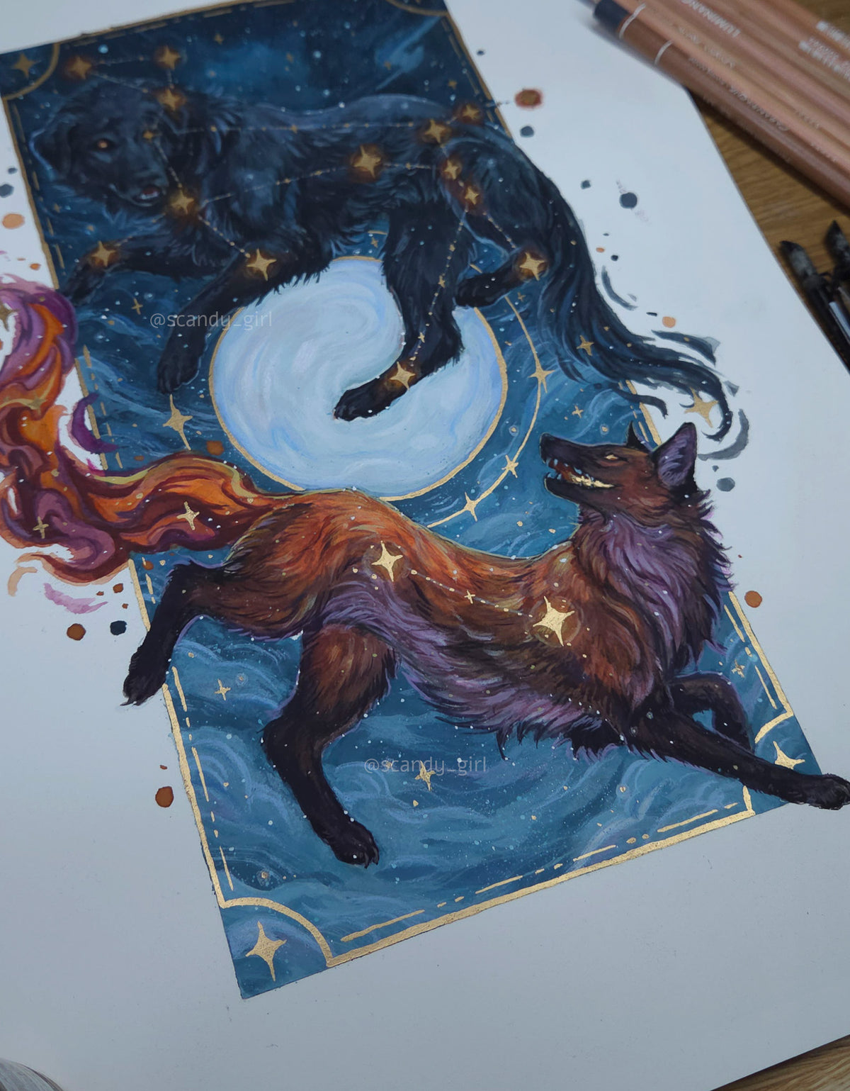 Laelaps and The Teumessian Fox - Original Painting