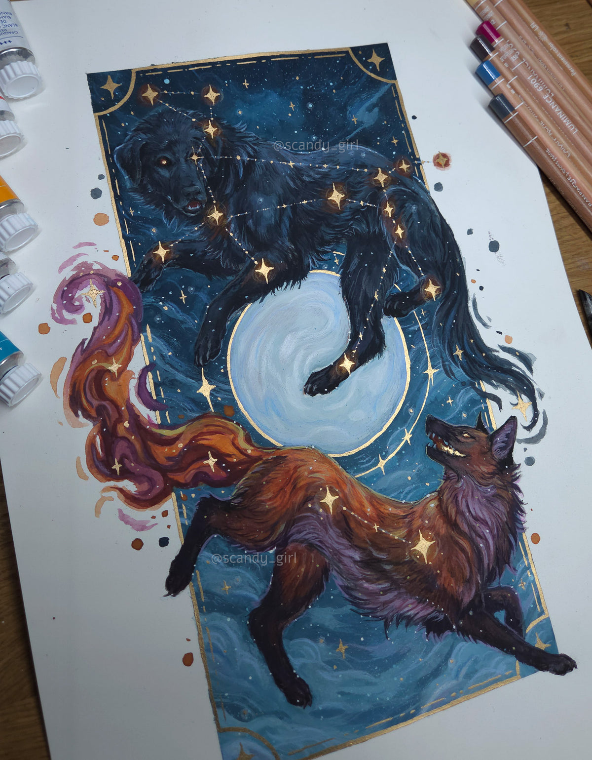 Laelaps and The Teumessian Fox - Original Painting