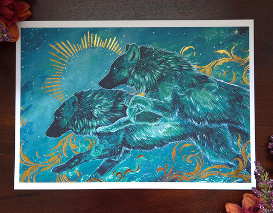 Aurora wolves Gold Foild print