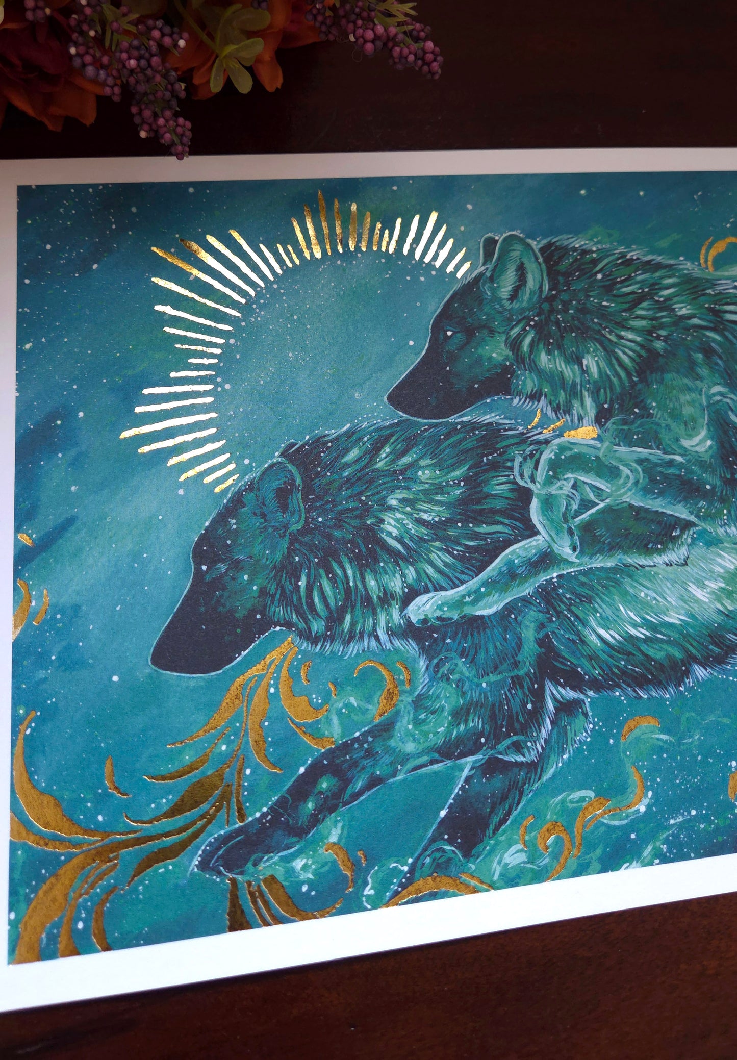 Aurora wolves Gold Foild print