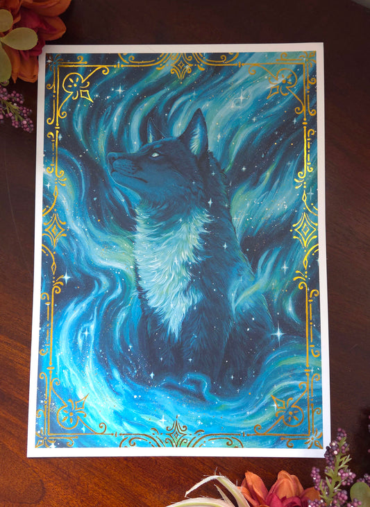 Aurora Fox Gold Foild print