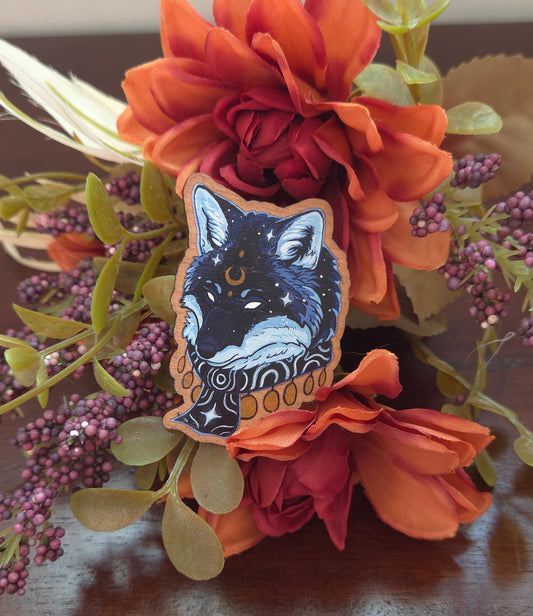 Blue Fox Wooden Pin