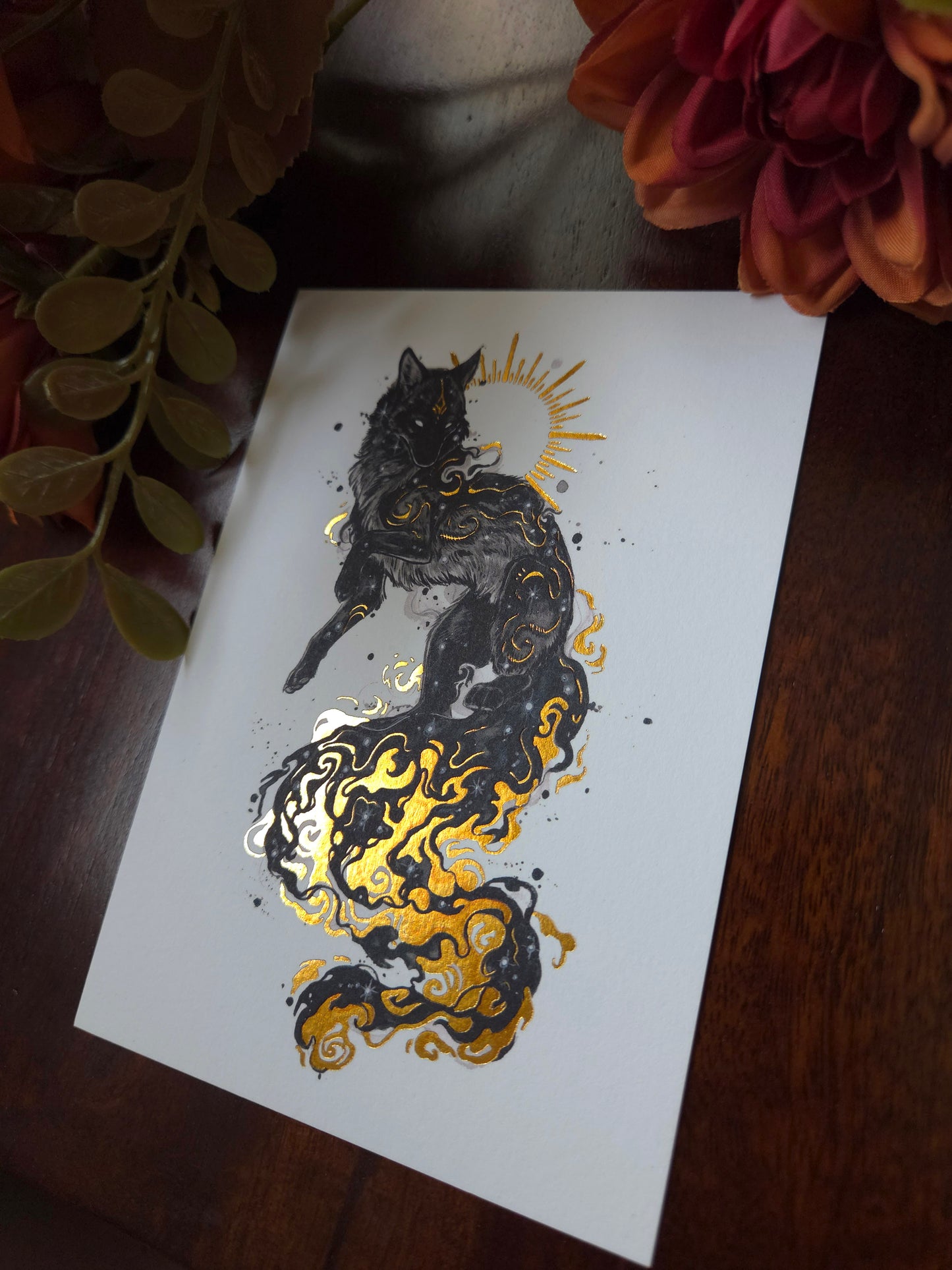 Fox Fires  A6 Gold foil print