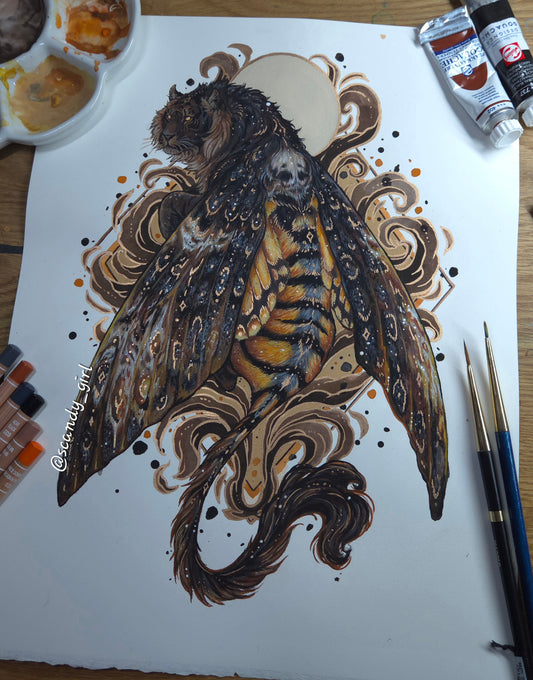 Tiger + Death's Head Hawk Moth ORIGINAL
