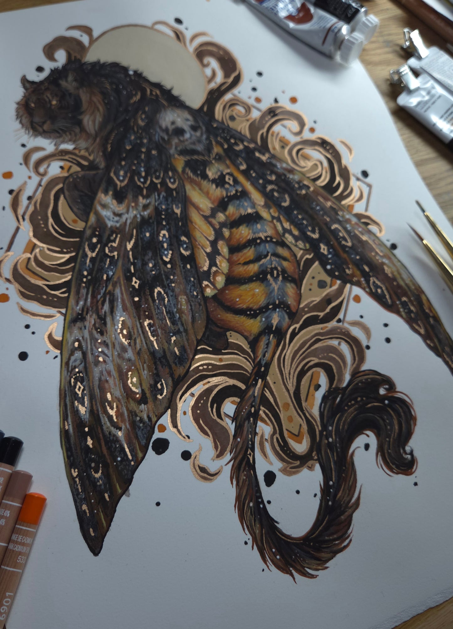 Tiger + Death's Head Hawk Moth ORIGINAL