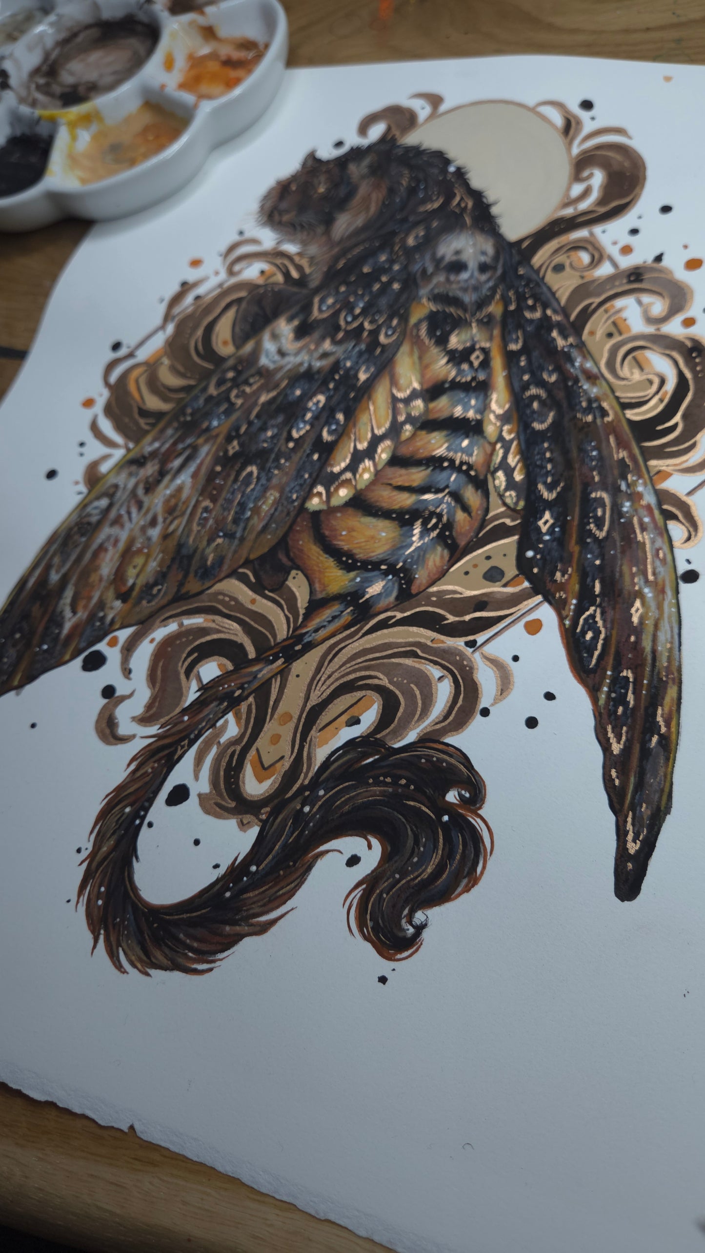 Tiger + Death's Head Hawk Moth ORIGINAL