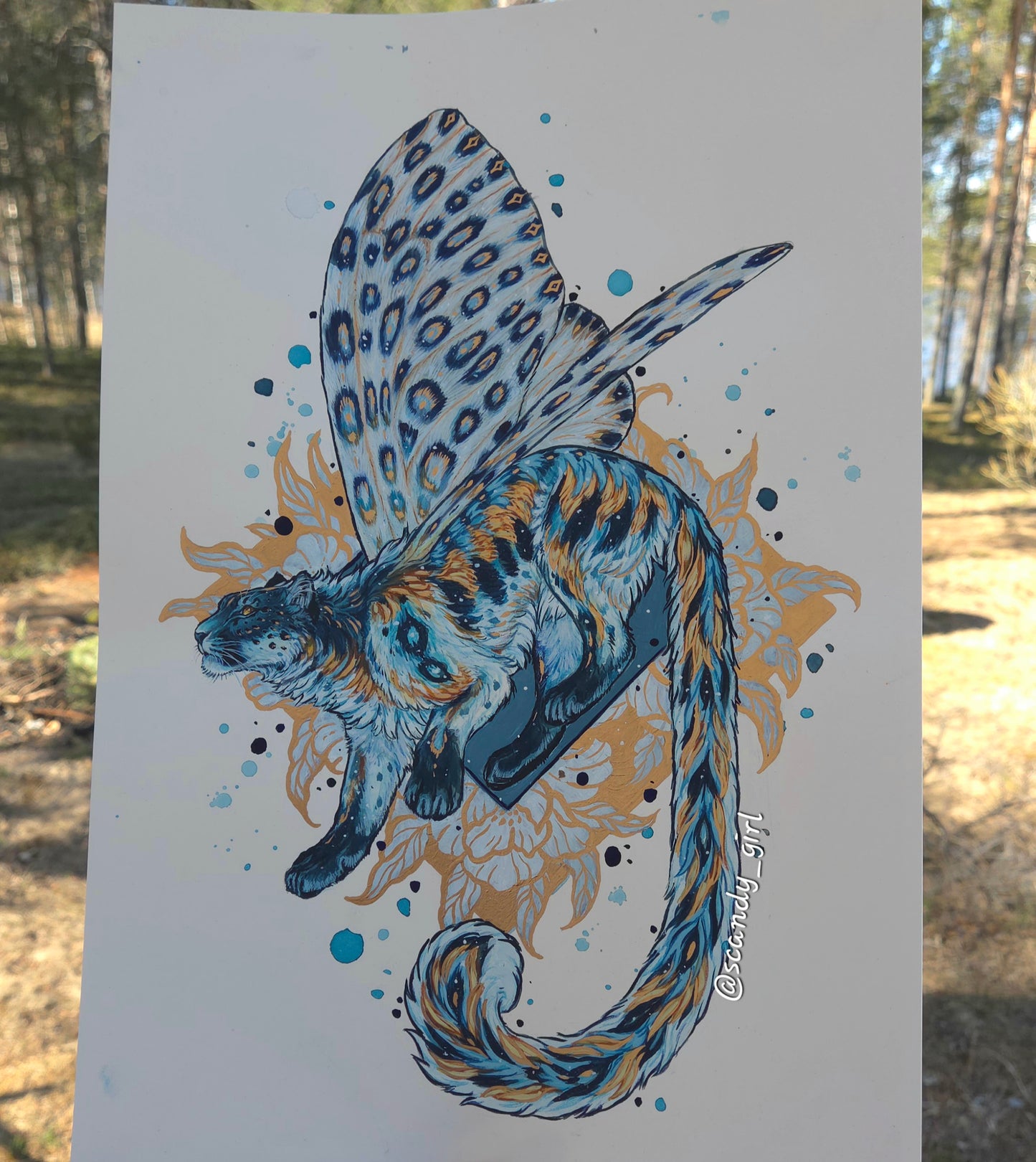Snow Leopard + Leopard Moth ORIGINAL