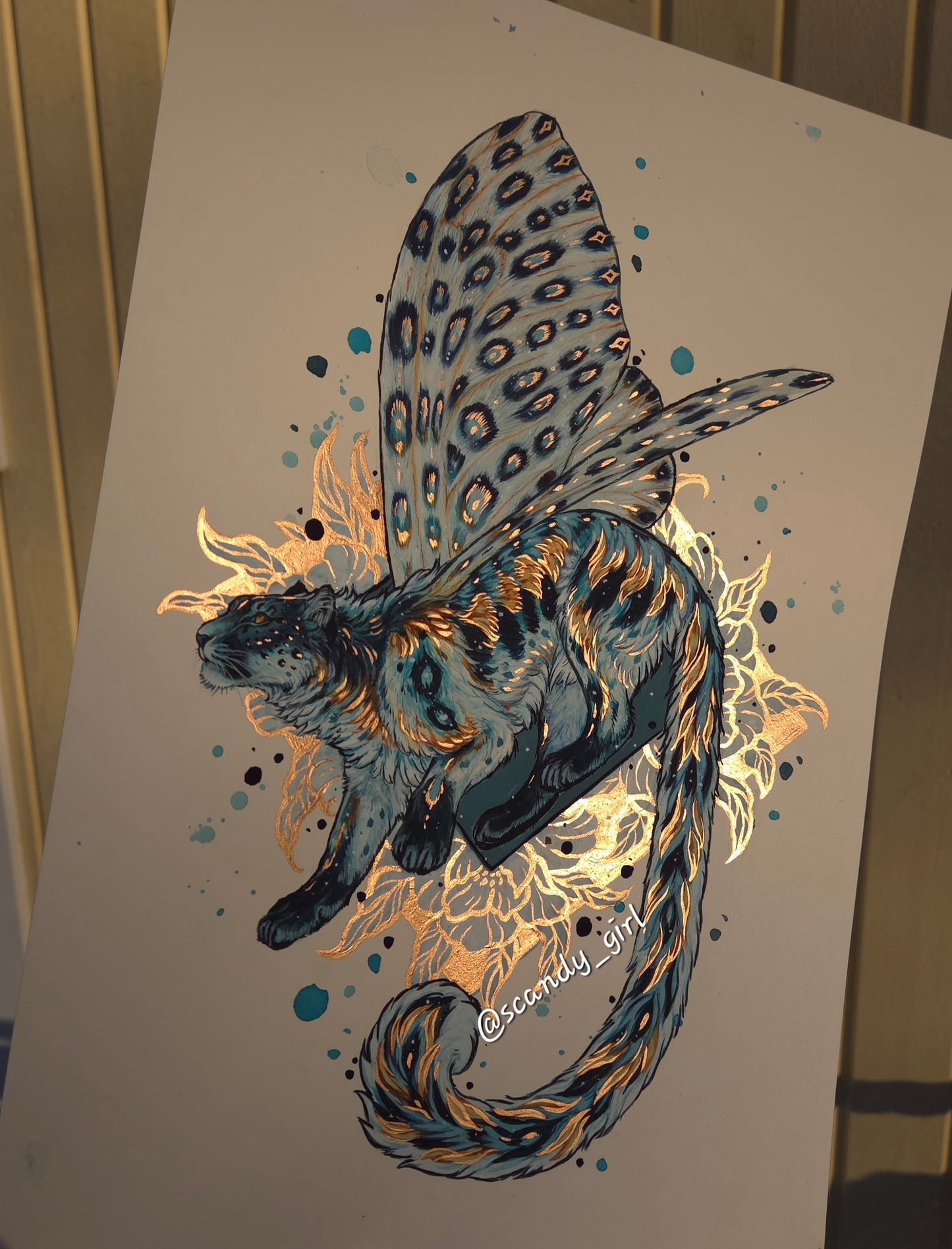 Snow Leopard + Leopard Moth ORIGINAL