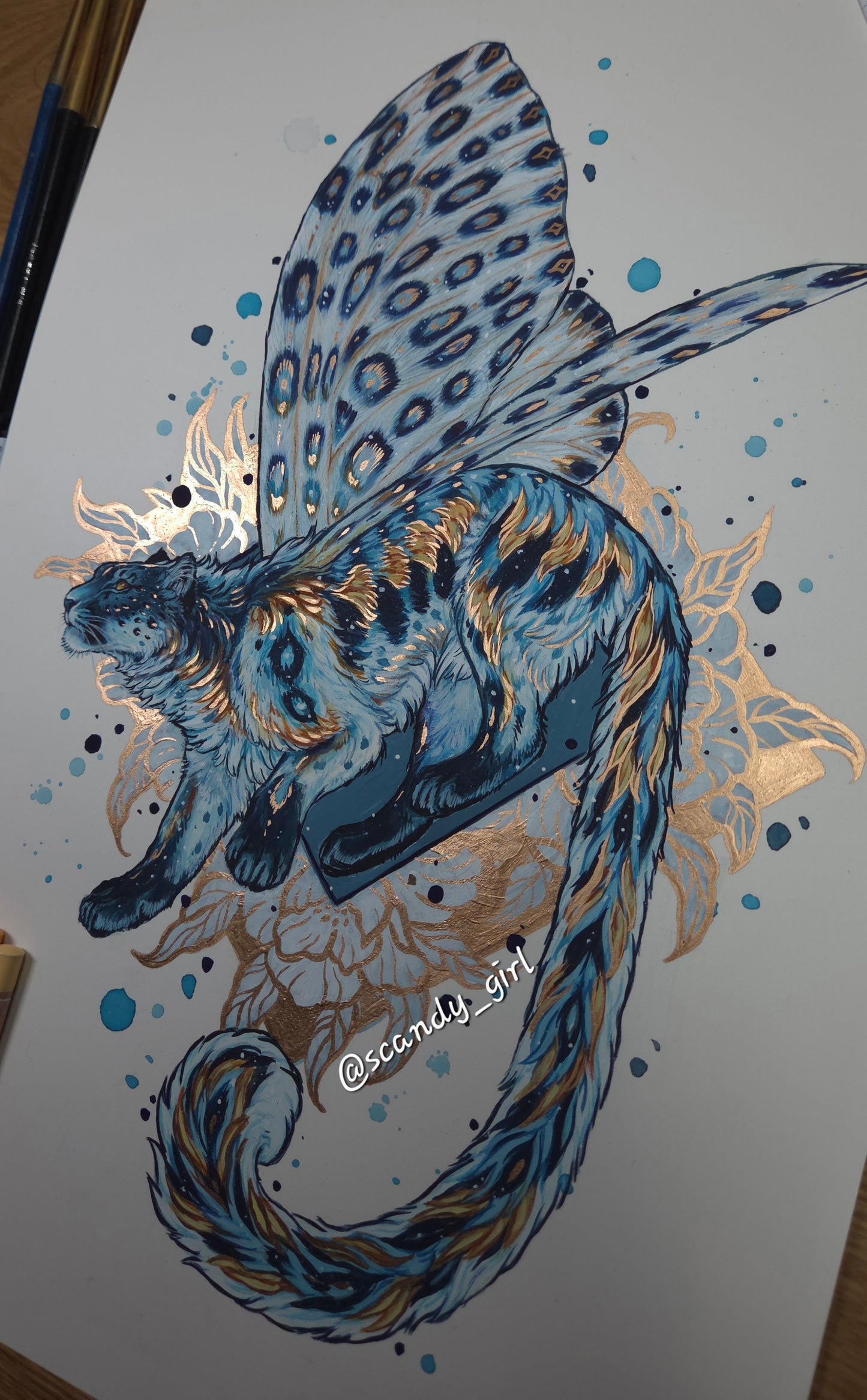 Snow Leopard + Leopard Moth ORIGINAL
