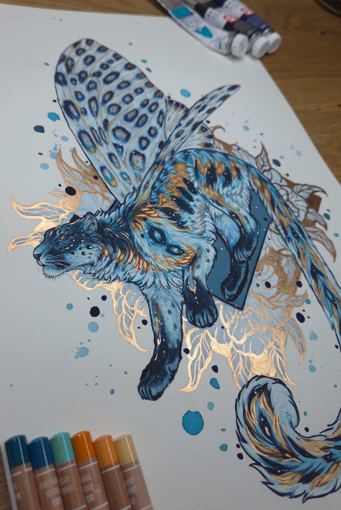 Snow Leopard + Leopard Moth ORIGINAL