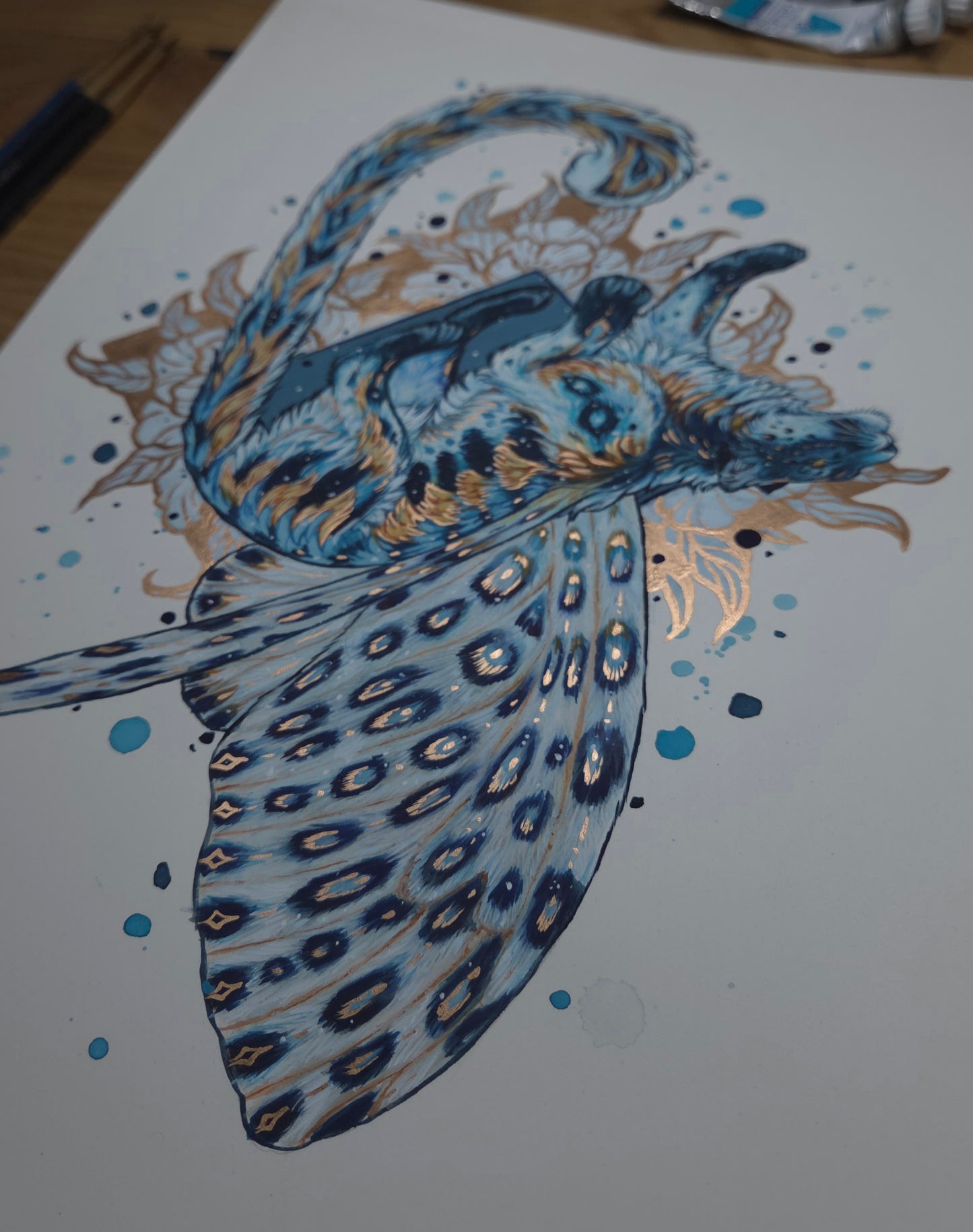 Snow Leopard + Leopard Moth ORIGINAL