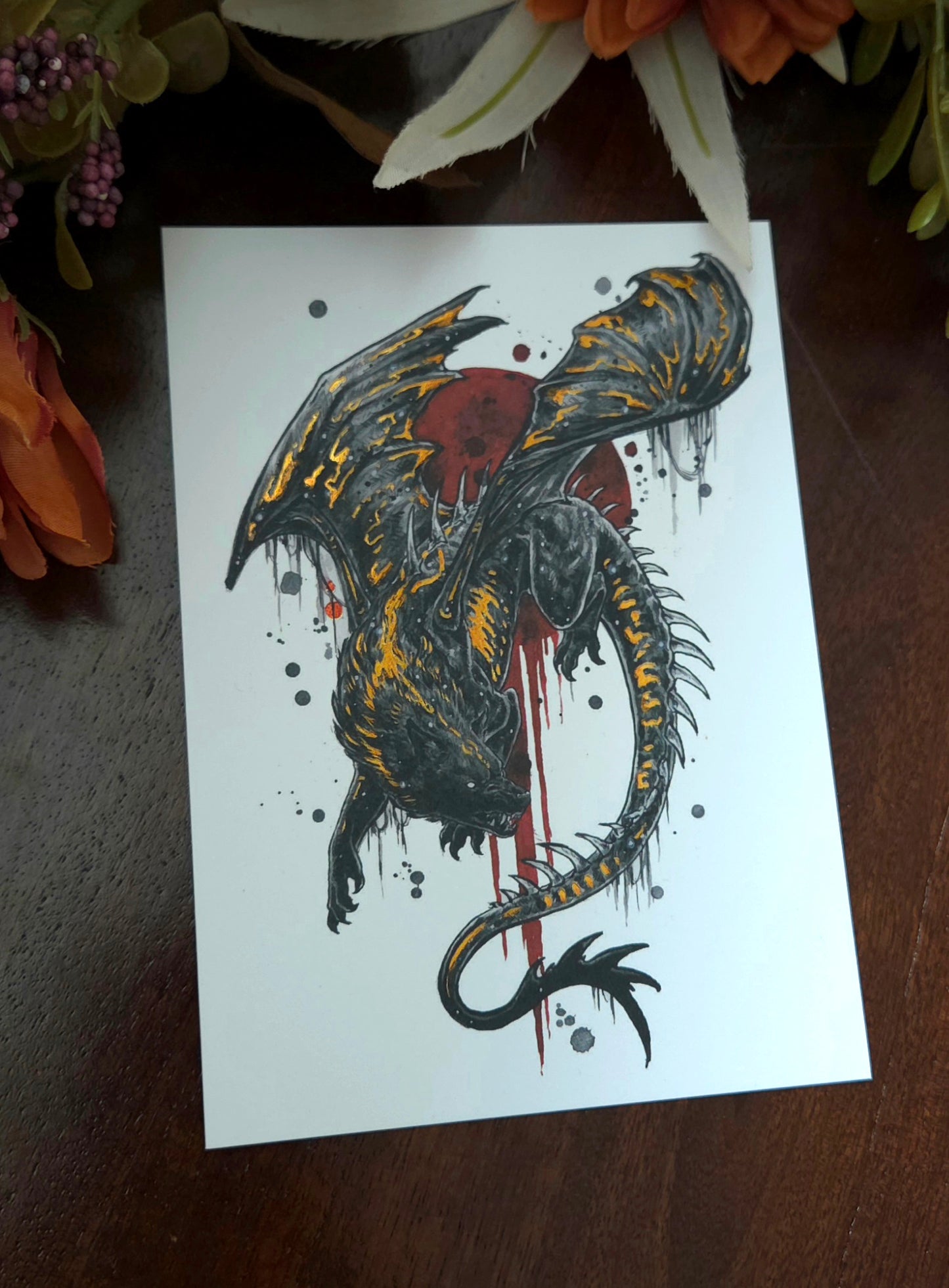 Wolf Dragon A6 Gold foil print