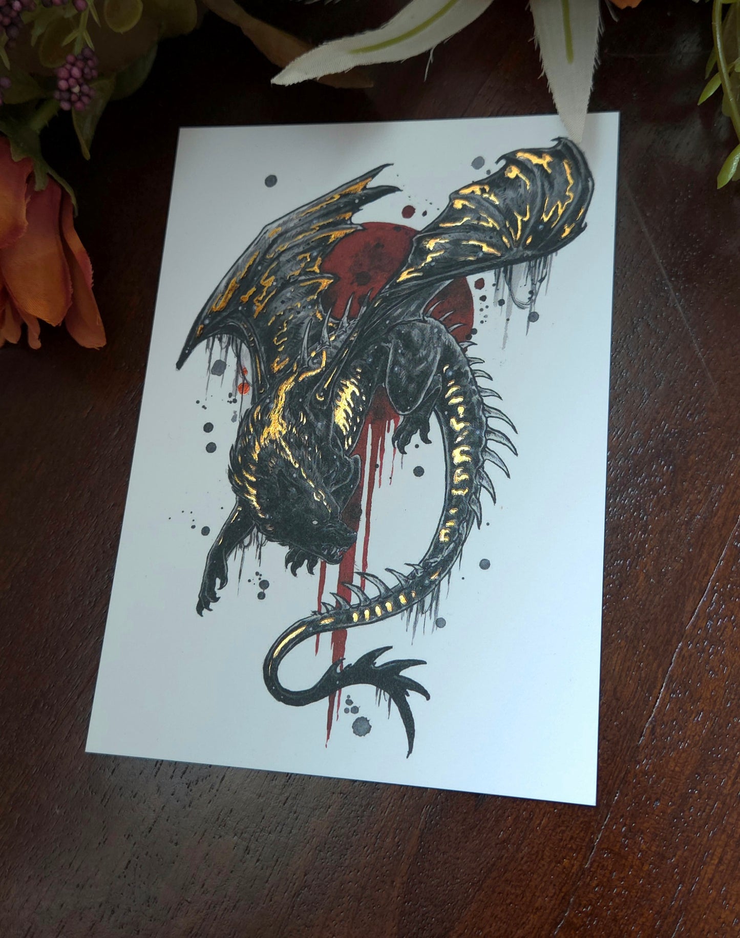 Wolf Dragon A6 Gold foil print