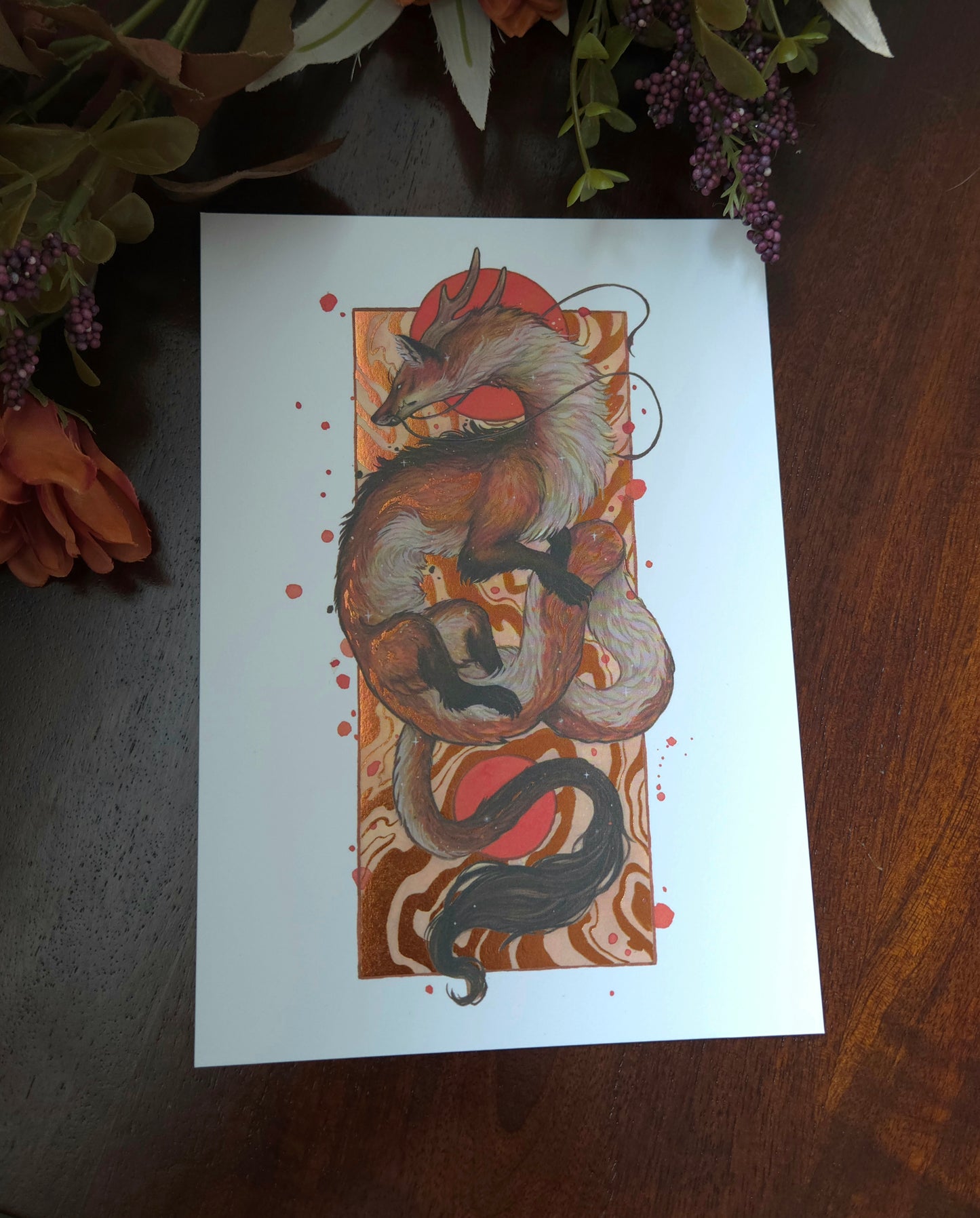 Fox Dragon A5 Gold foil print