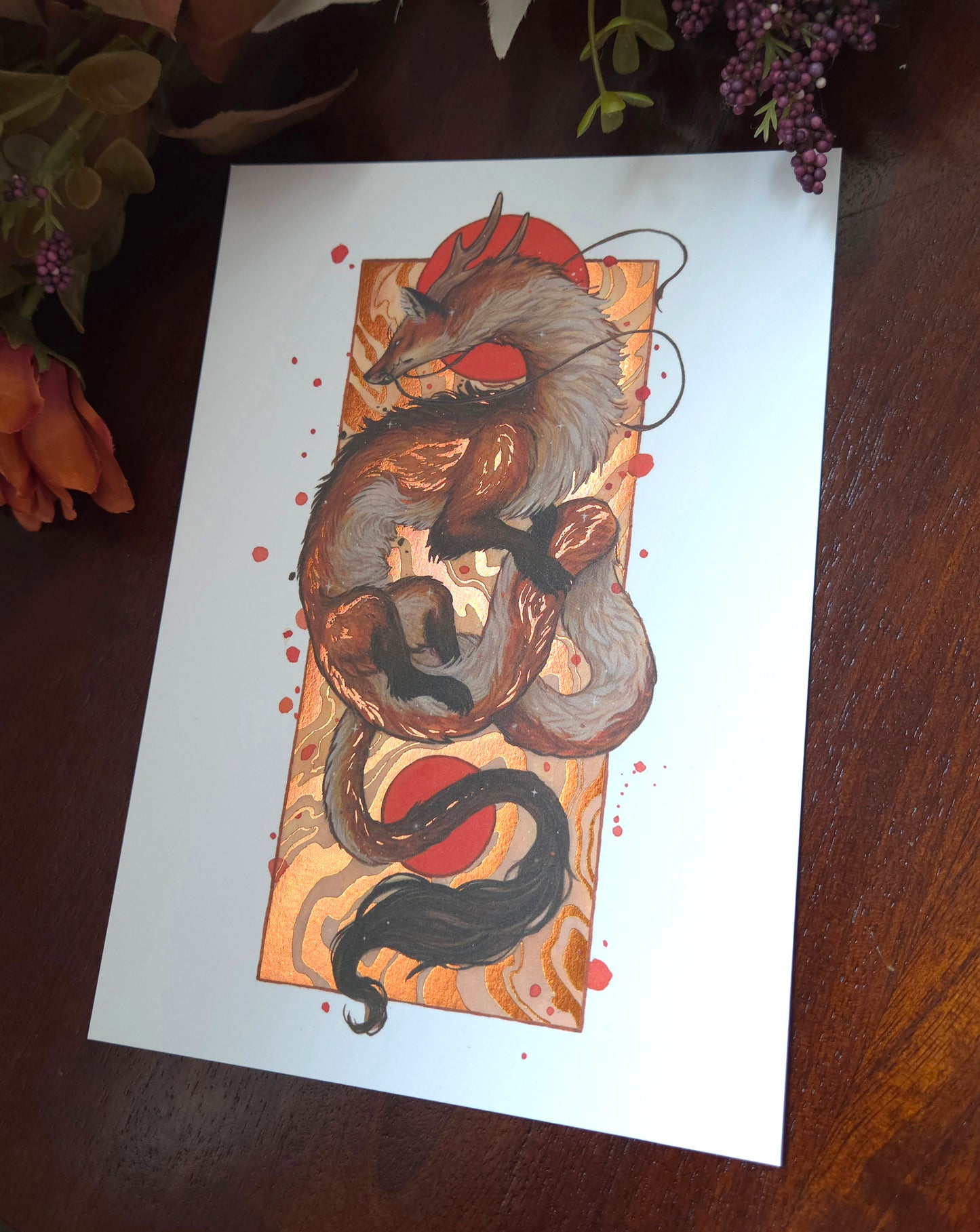 Fox Dragon A5 Gold foil print