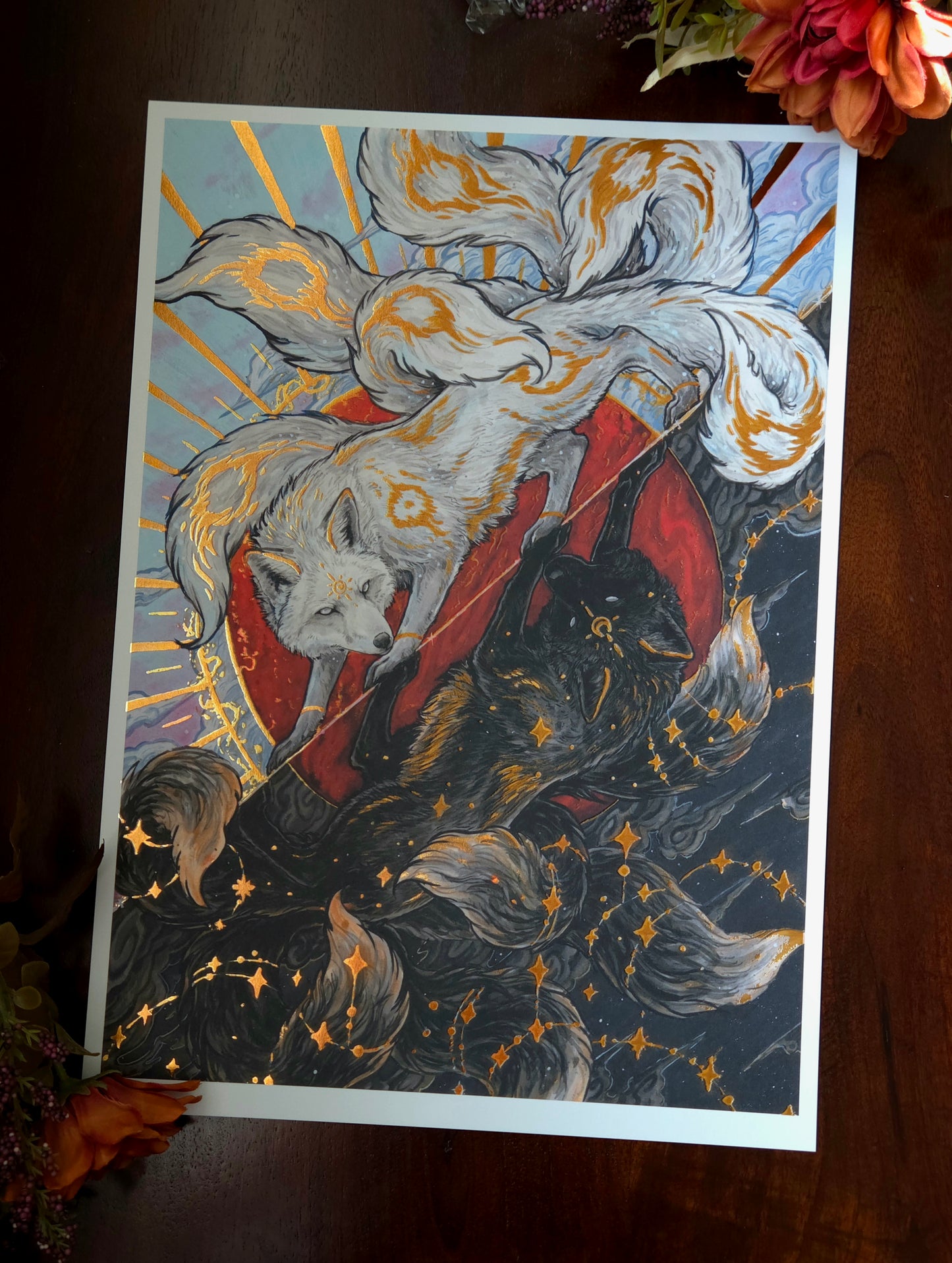 A3 Ginko and Kinko Gold Foil Print