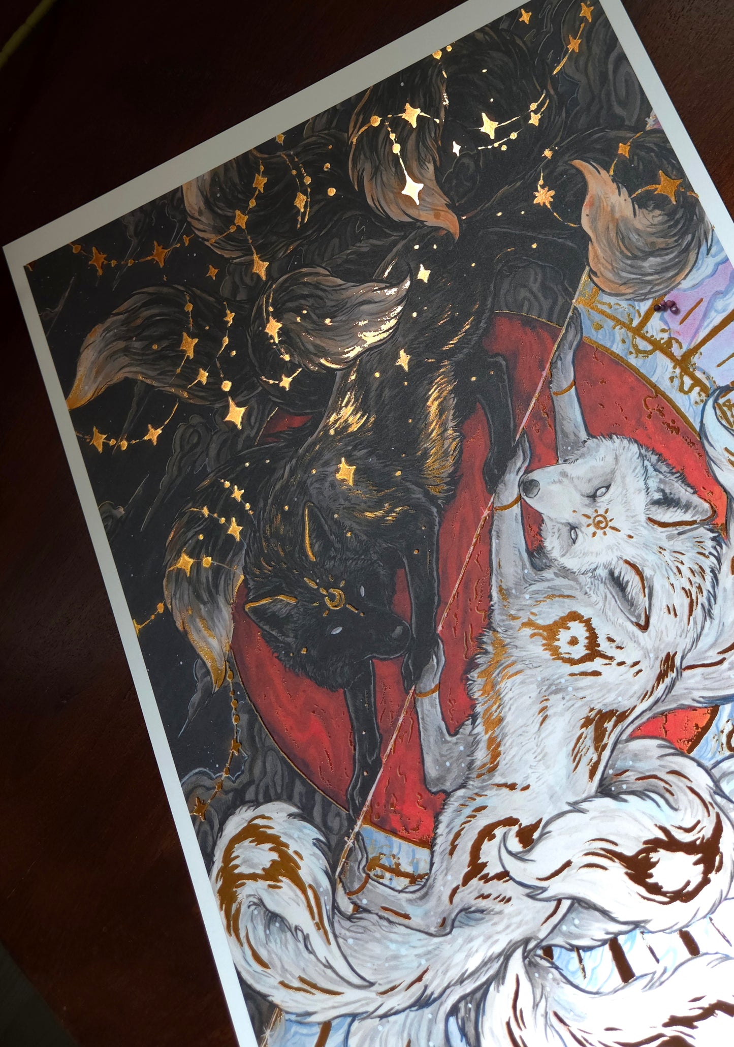 A3 Ginko and Kinko Gold Foil Print