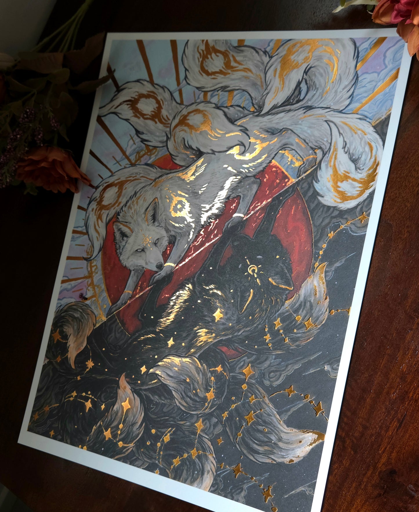 A3 Ginko and Kinko Gold Foil Print