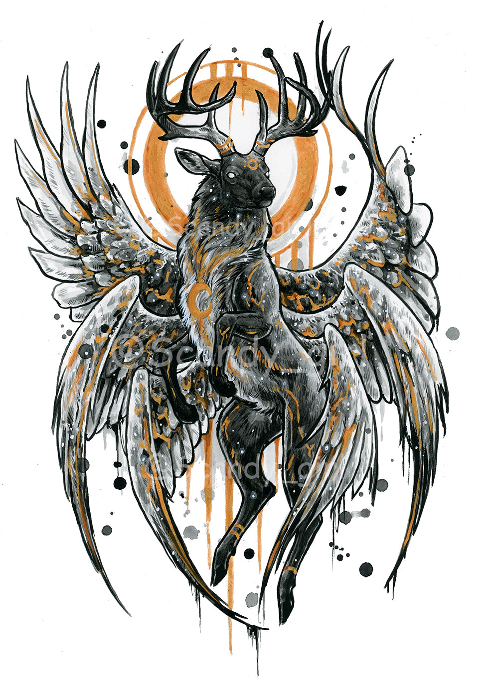 Mythtober 6 Winged Deer Print