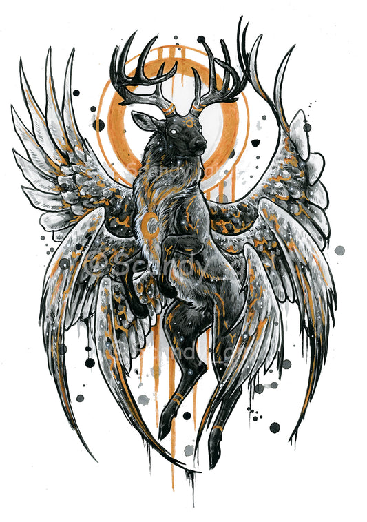 Mythtober 6 Winged Deer Print