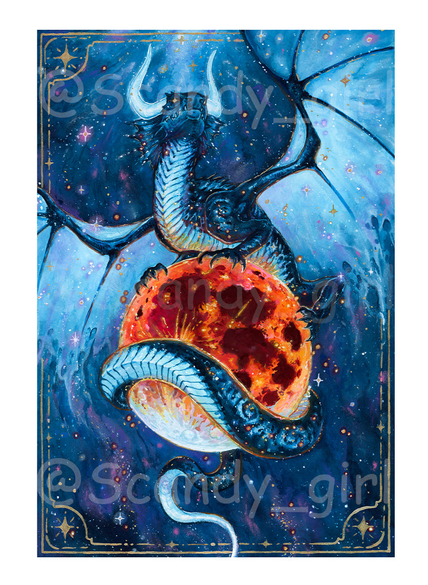 Blood moon Dragon Print