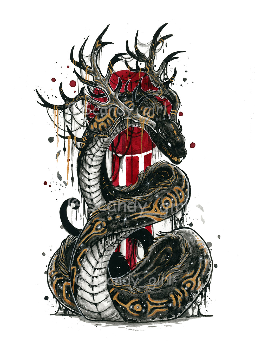 Mythtober Horned Serpent Print