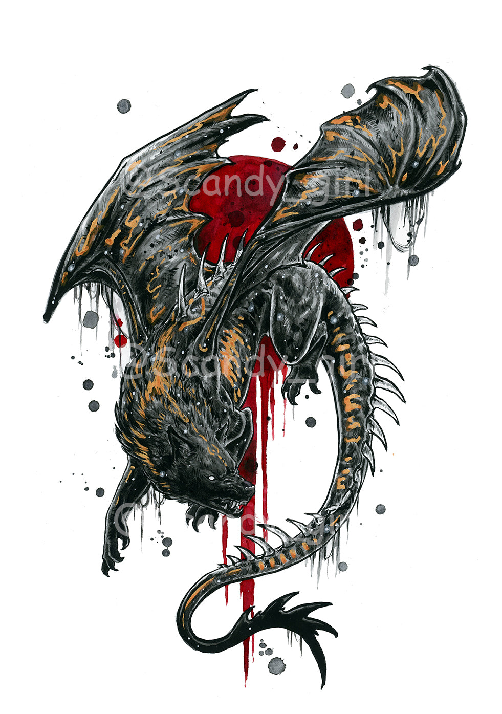 Mythtober Wolf Dragon Print